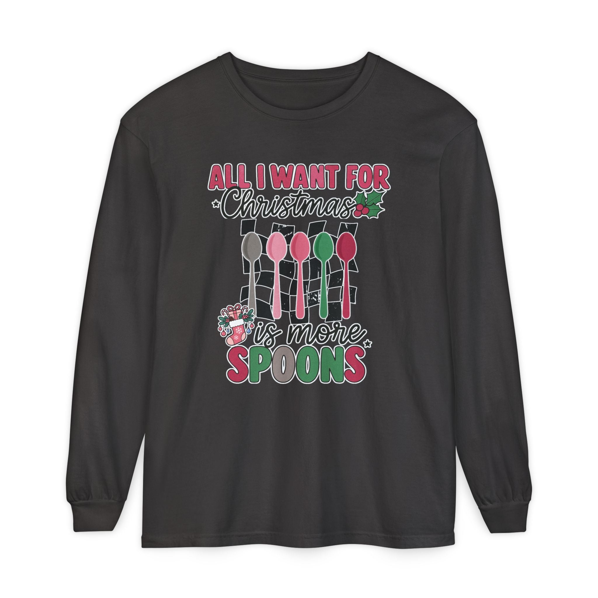 Christmas 'All I Want For Christmas Is More Spoons' Long Sleeve Tee