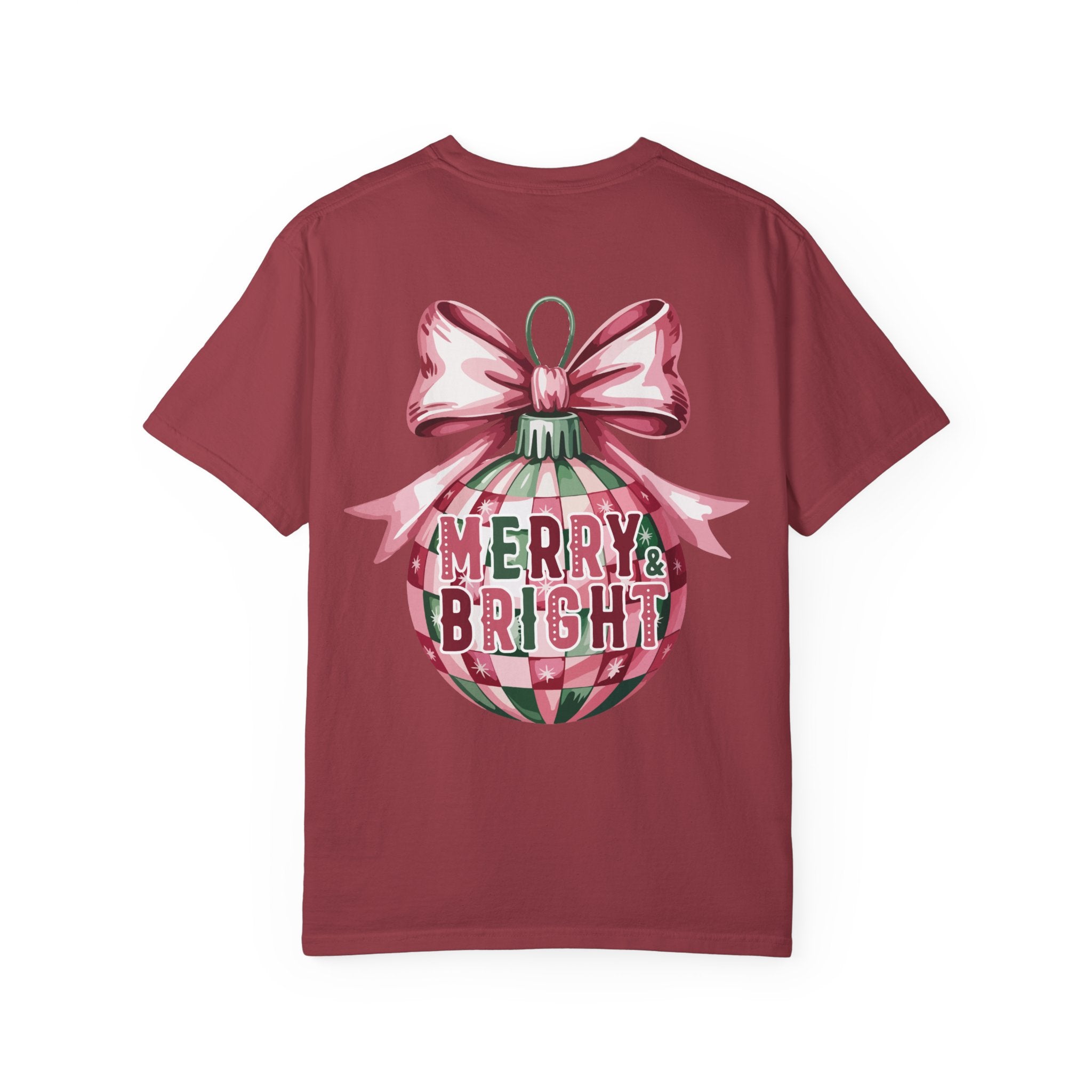Holiday Patchwork Tee - "Merry & Bright" Graphic T-Shirt