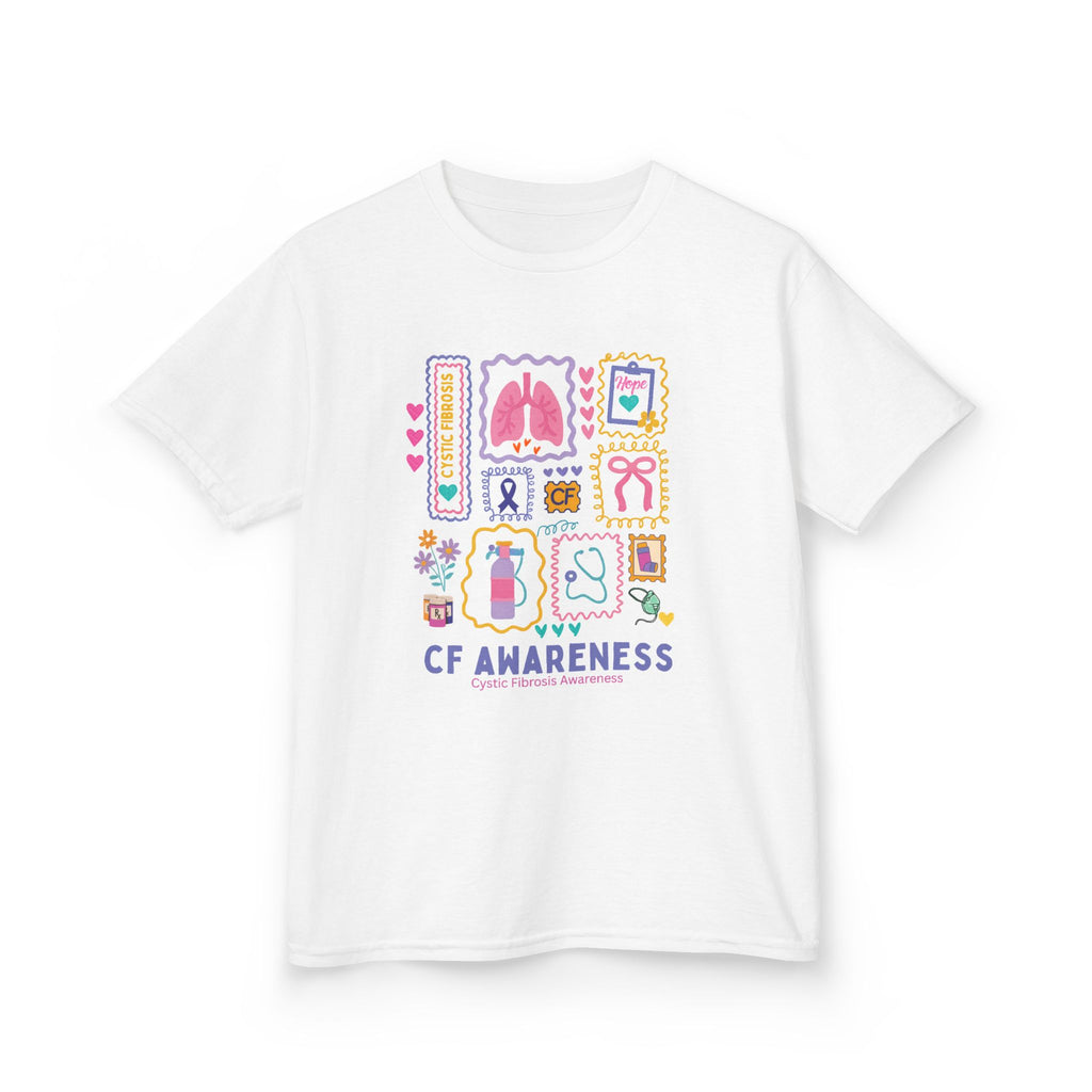 Kids CF Awareness Stamp T‑Shirt — Cystic Fibrosis Support Tee