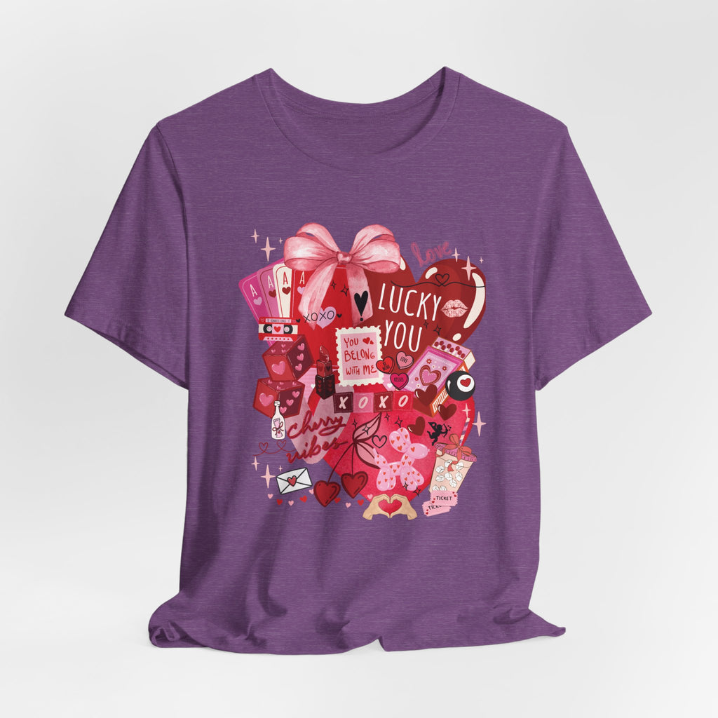 Valentine Collage Tee — "Lucky You" Heart Gift Graphic T-Shirt