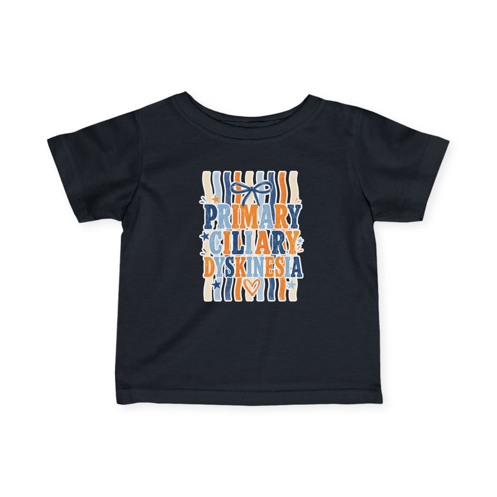 Infant Jentri Primary Ciliary Dyskinesia  Tee — Awareness Baby Shirt (Blue & Orange Ribbon)