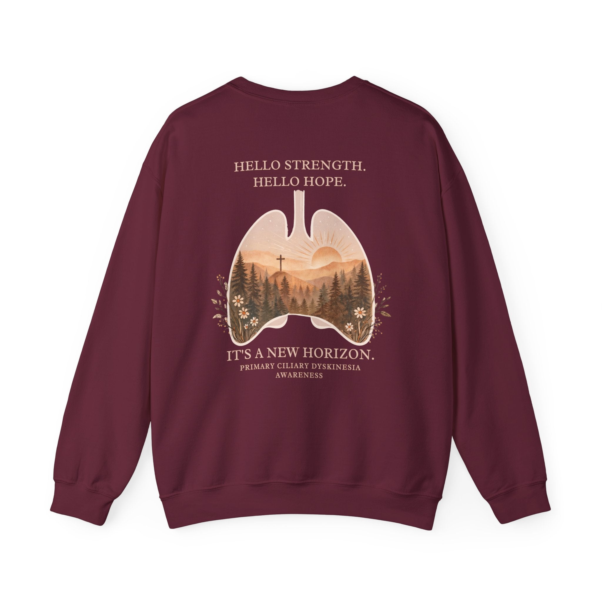 PCD Awareness Crewneck Sweatshirt — HELLO HOPE. NEW HORIZON.