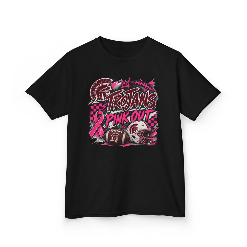 Kids T-Shirt — Trojans Pink Out Football Breast Cancer Awareness Tee