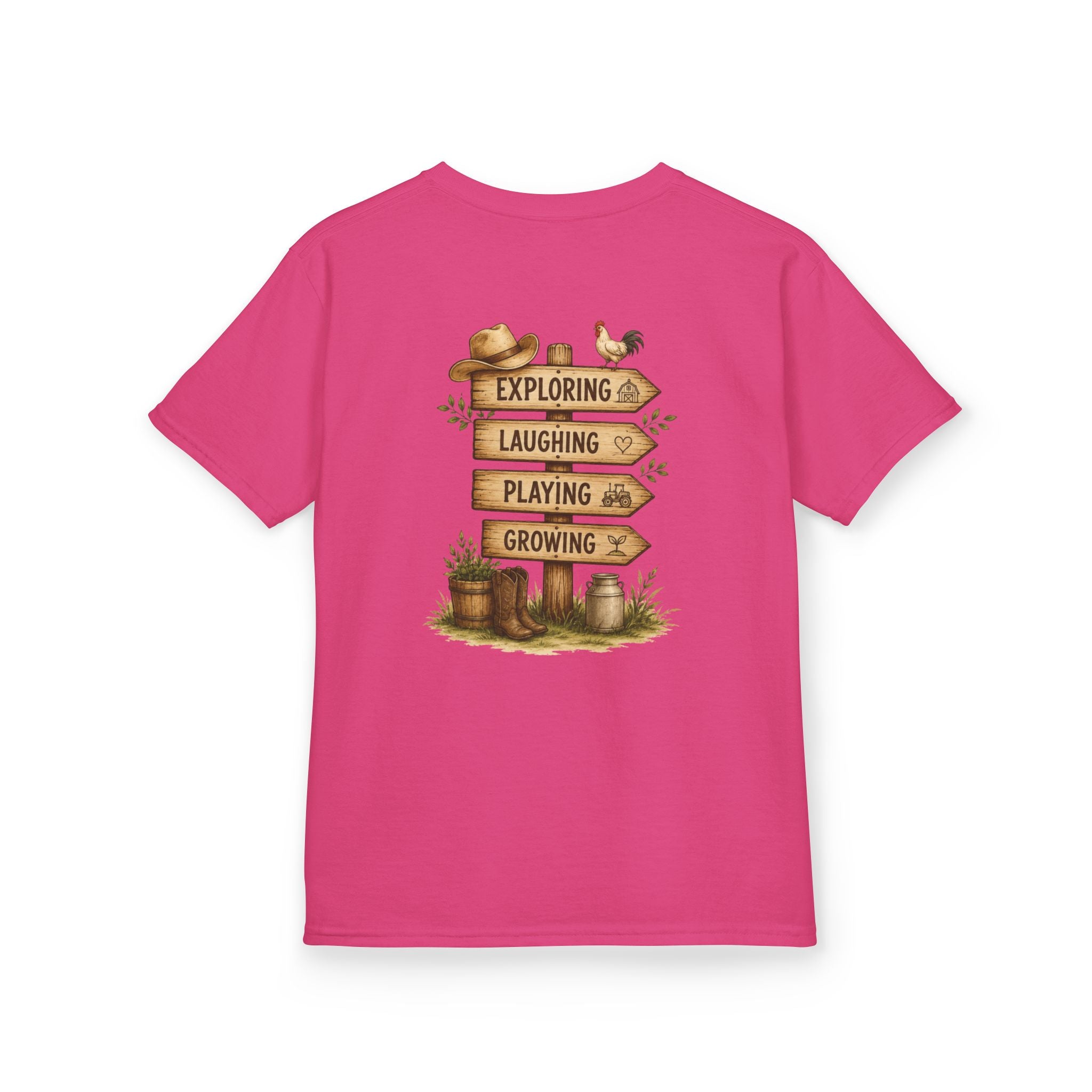 Kids Tee — "Grandkids Camp with Nannie & Papa" Rustic Farm Sign Tee