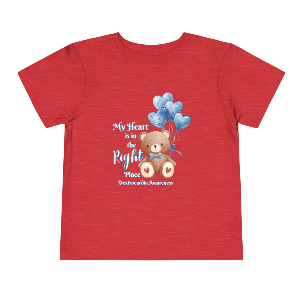 Toddler Tee — "My Heart Is in the Right Place" Dextrocardia Bear