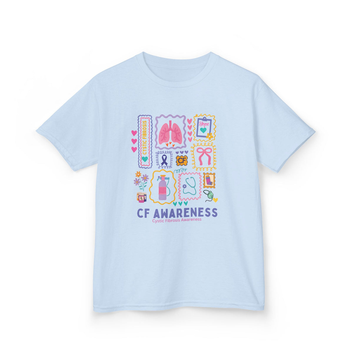 Kids CF Awareness Stamp T‑Shirt — Cystic Fibrosis Support Tee