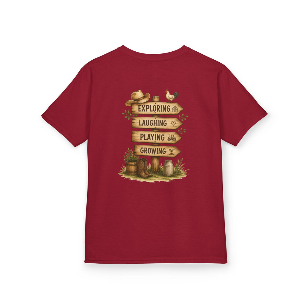 Kids Tee — "Grandkids Camp with Nannie & Papa" Rustic Farm Sign Tee