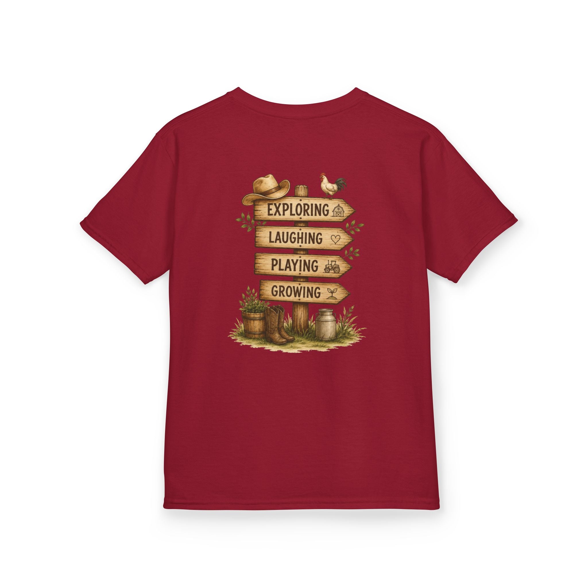 Kids Tee — "Grandkids Camp with Nannie & Papa" Rustic Farm Sign Tee