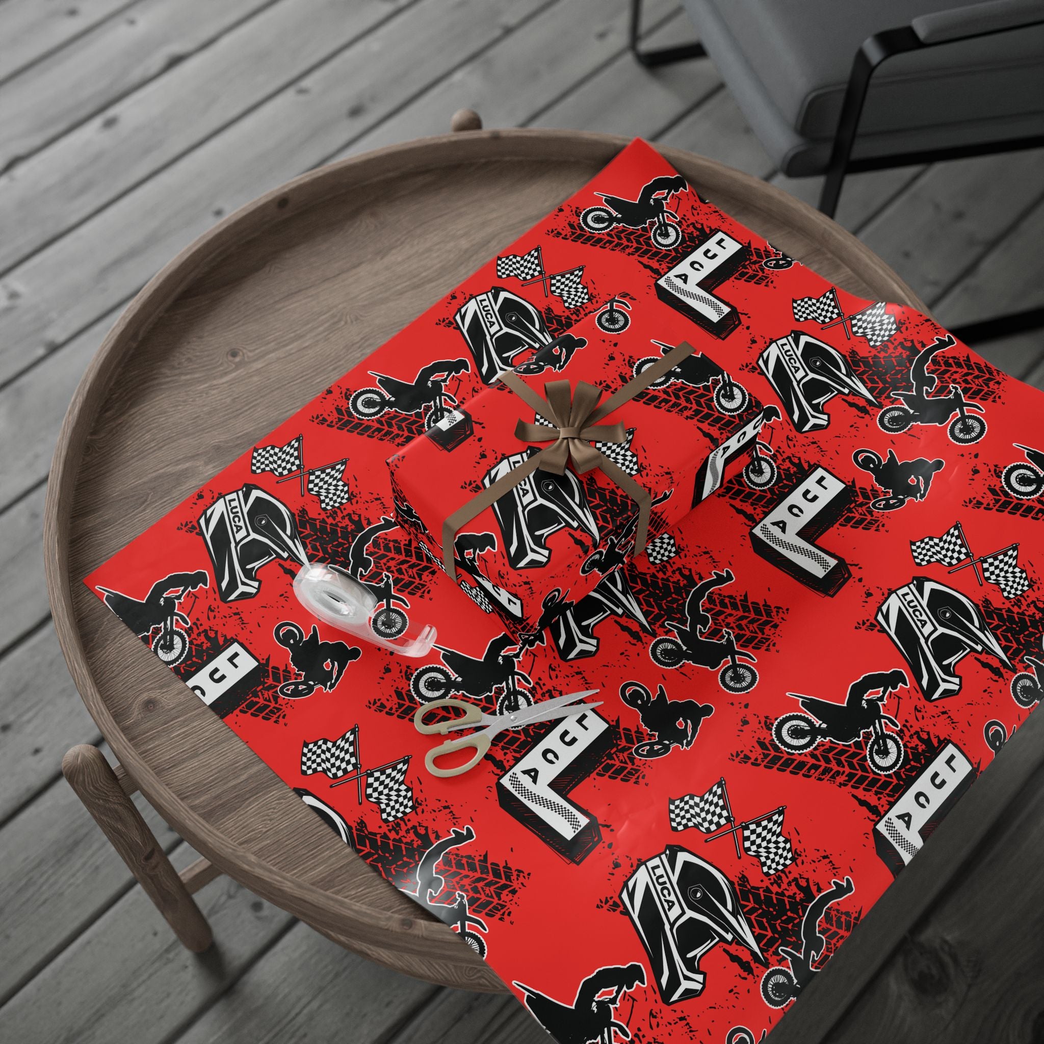LUCA Motocross Wrapping Paper — Dirt Bike Gift Wrap for Motocross Fans