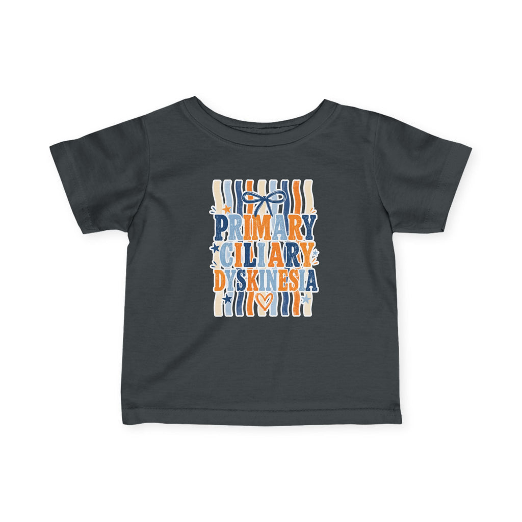 Infant Jentri Primary Ciliary Dyskinesia  Tee — Awareness Baby Shirt (Blue & Orange Ribbon)