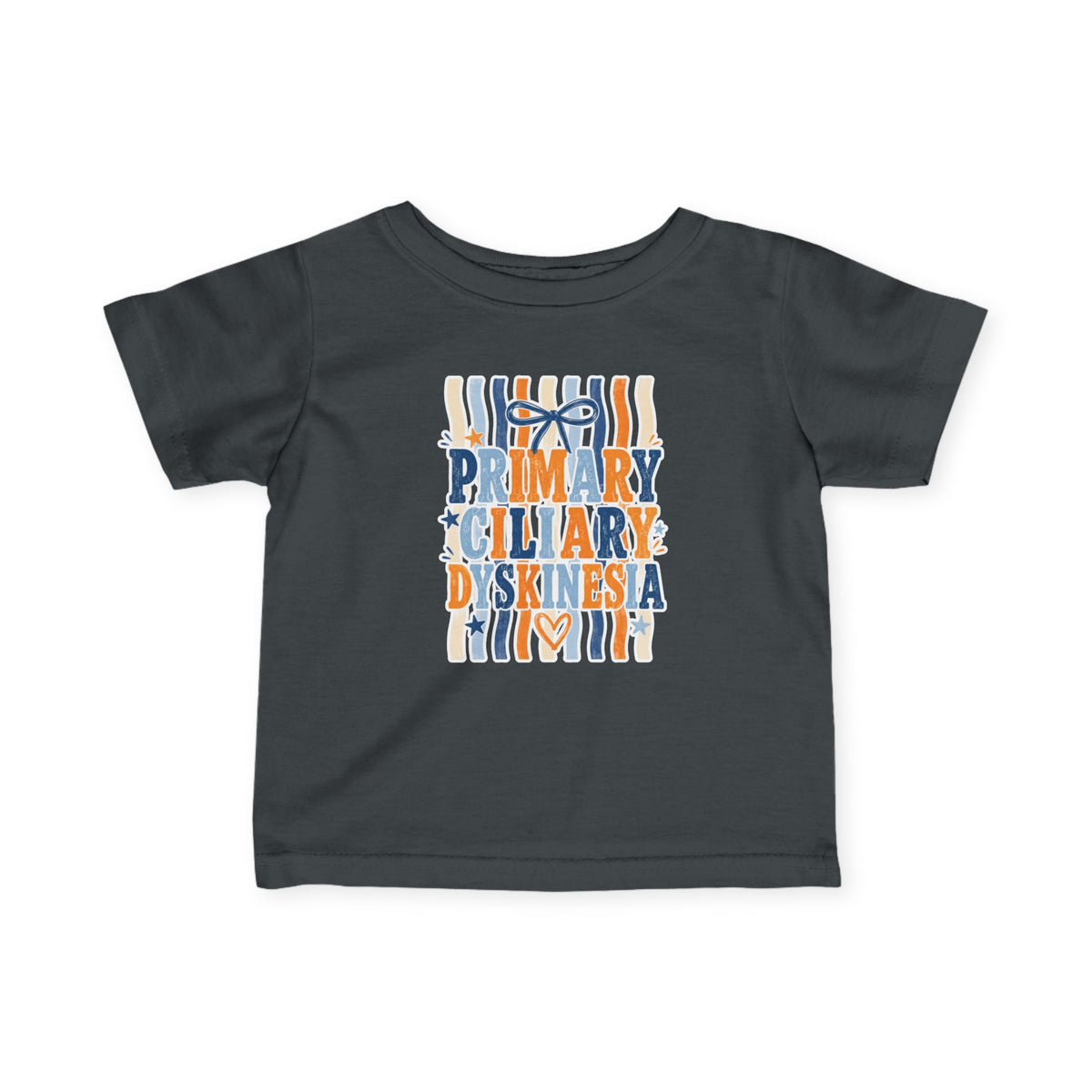 Infant Jentri Primary Ciliary Dyskinesia  Tee — Awareness Baby Shirt (Blue & Orange Ribbon)