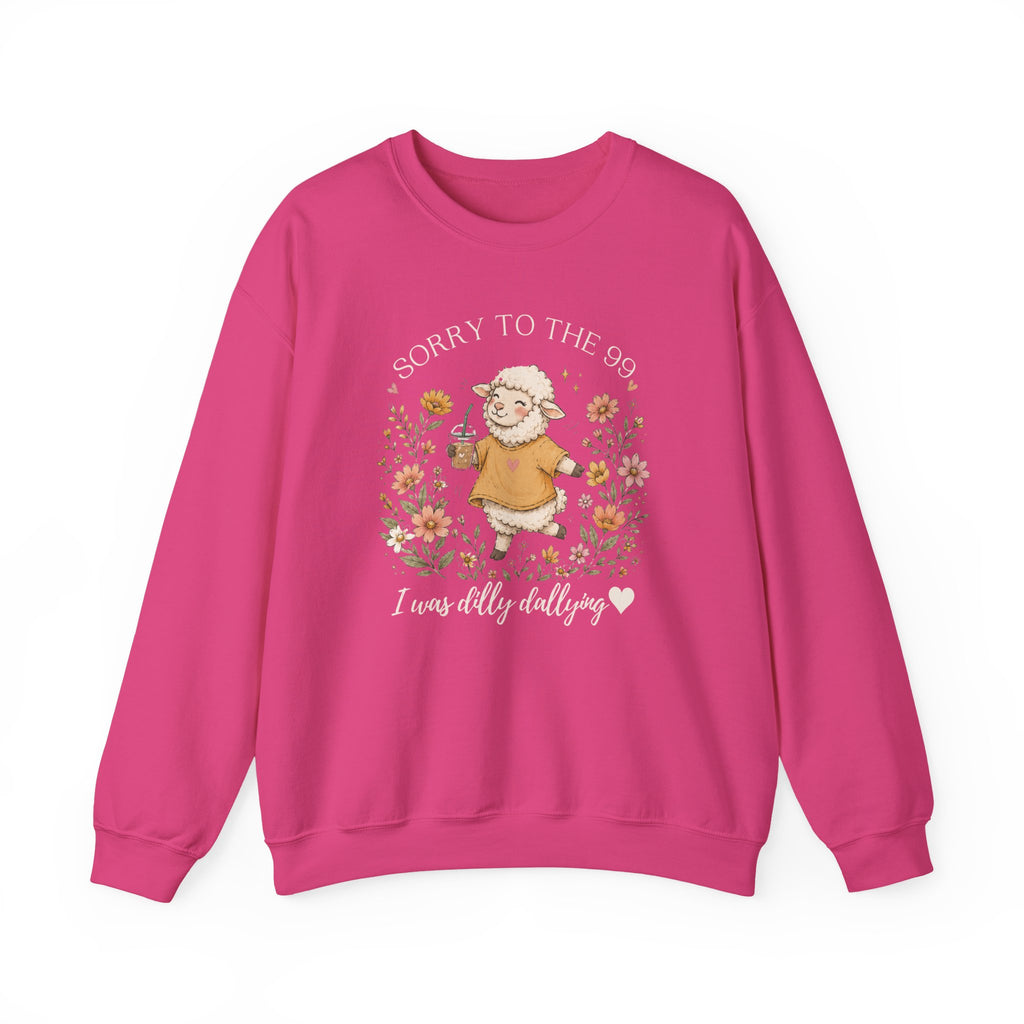 Christian Sheep Crewneck Sweatshirt - "Sorry to the 99% I was Dilly Dallying" Floral Design