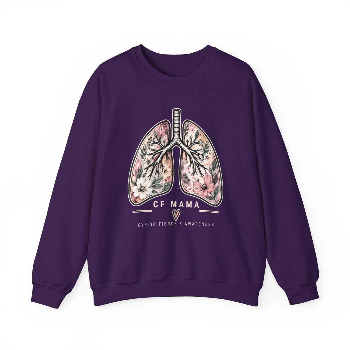 Lung Floral Crewneck Sweatshirt — CF MAMA Respiratory Awareness Pullover