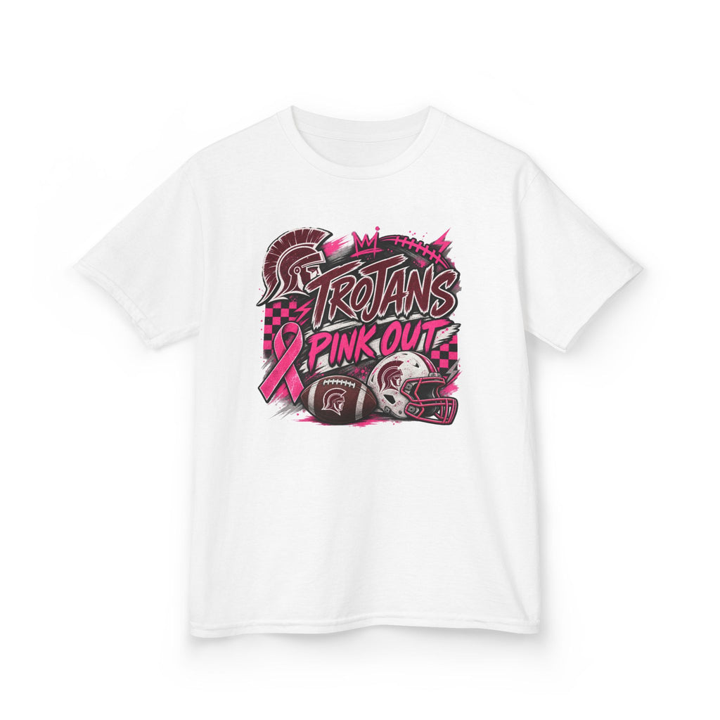 Kids T-Shirt — Trojans Pink Out Football Breast Cancer Awareness Tee