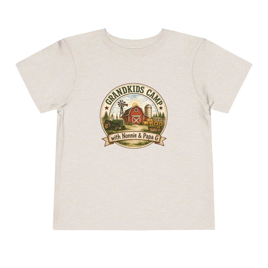 Grandkids Camp Toddler Tee — “with Nonnie & Papa G” Farm Adventure Shirt