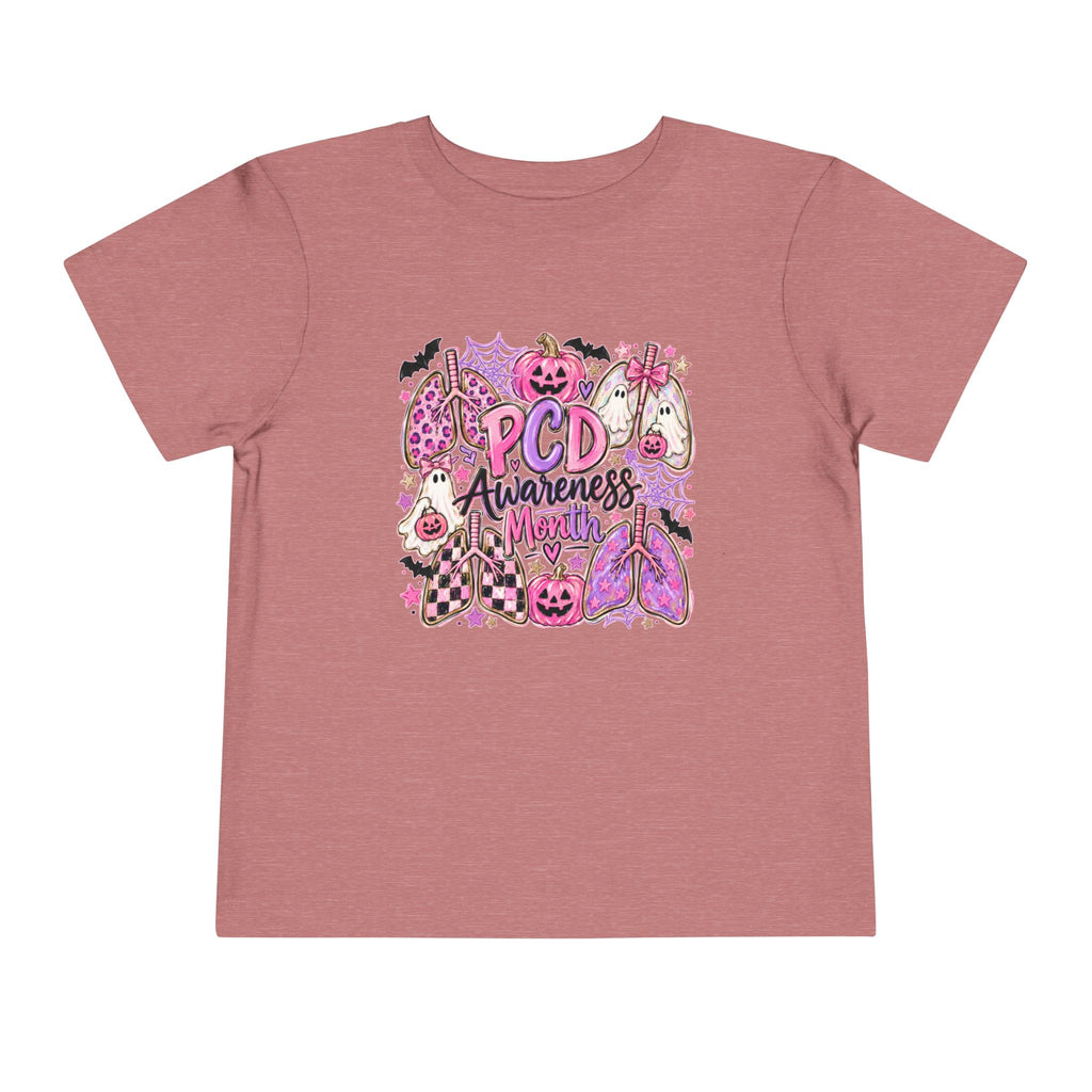 Toddler Tee — "PCD Awareness" Pink Halloween Lungs Design