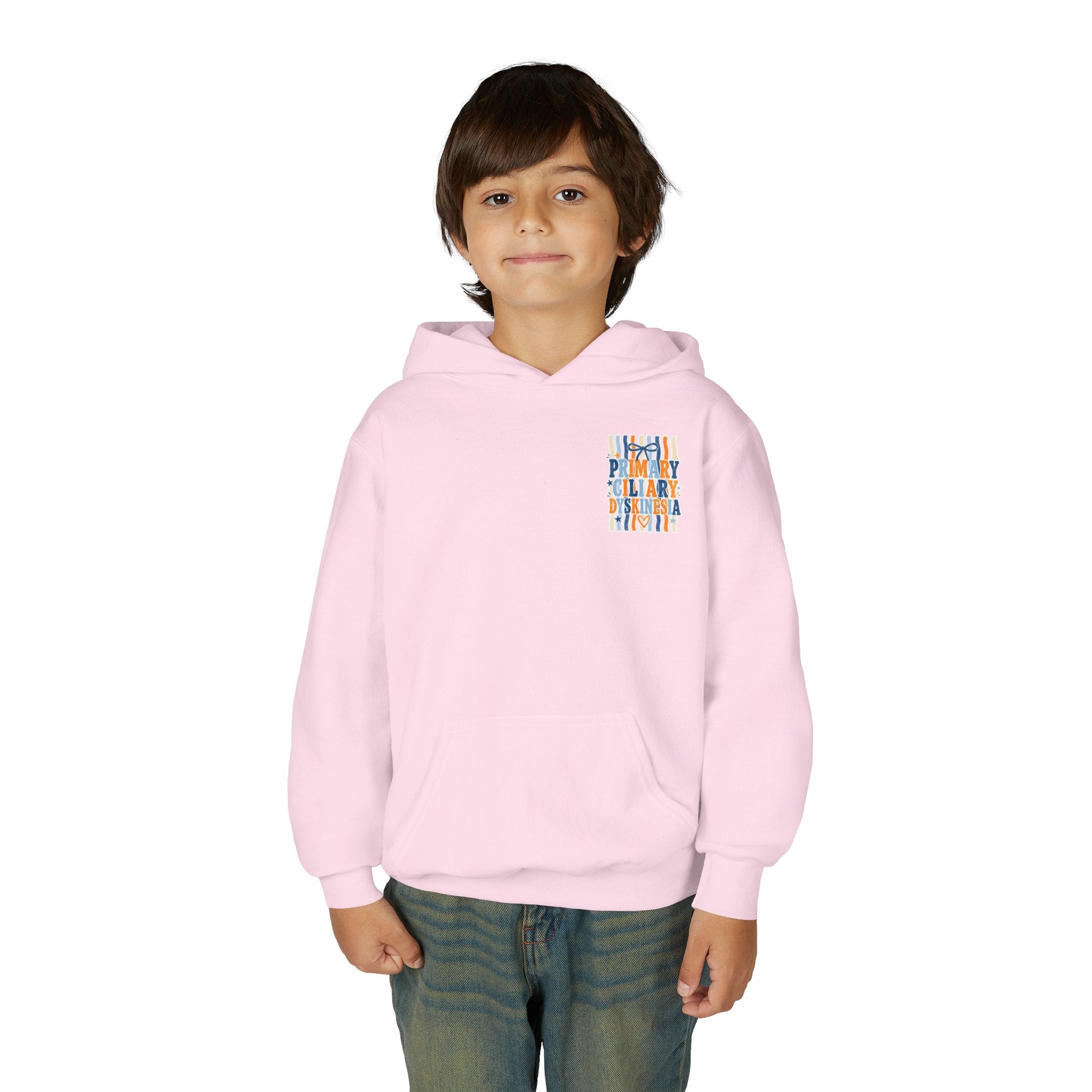 The Jentri- Youth Hoodie - "Primary Ciliary Dyskinesia" Awareness Pullover (Blue & Orange Ribbon Design)