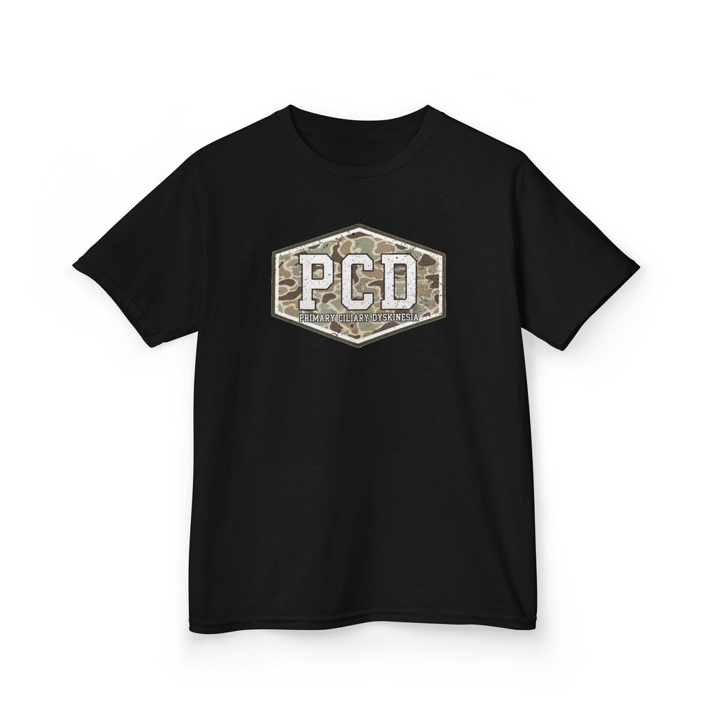 Youth PCD Camo Logo T-Shirt — Primary Ciliary Dyskinesia Awareness Tee