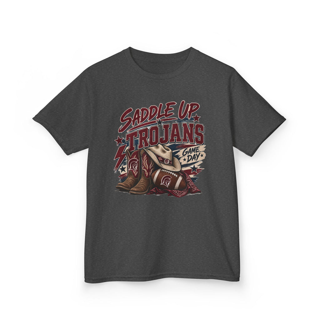 Kids Tee — "Saddle Up Trojans" Football Game Day Shirt