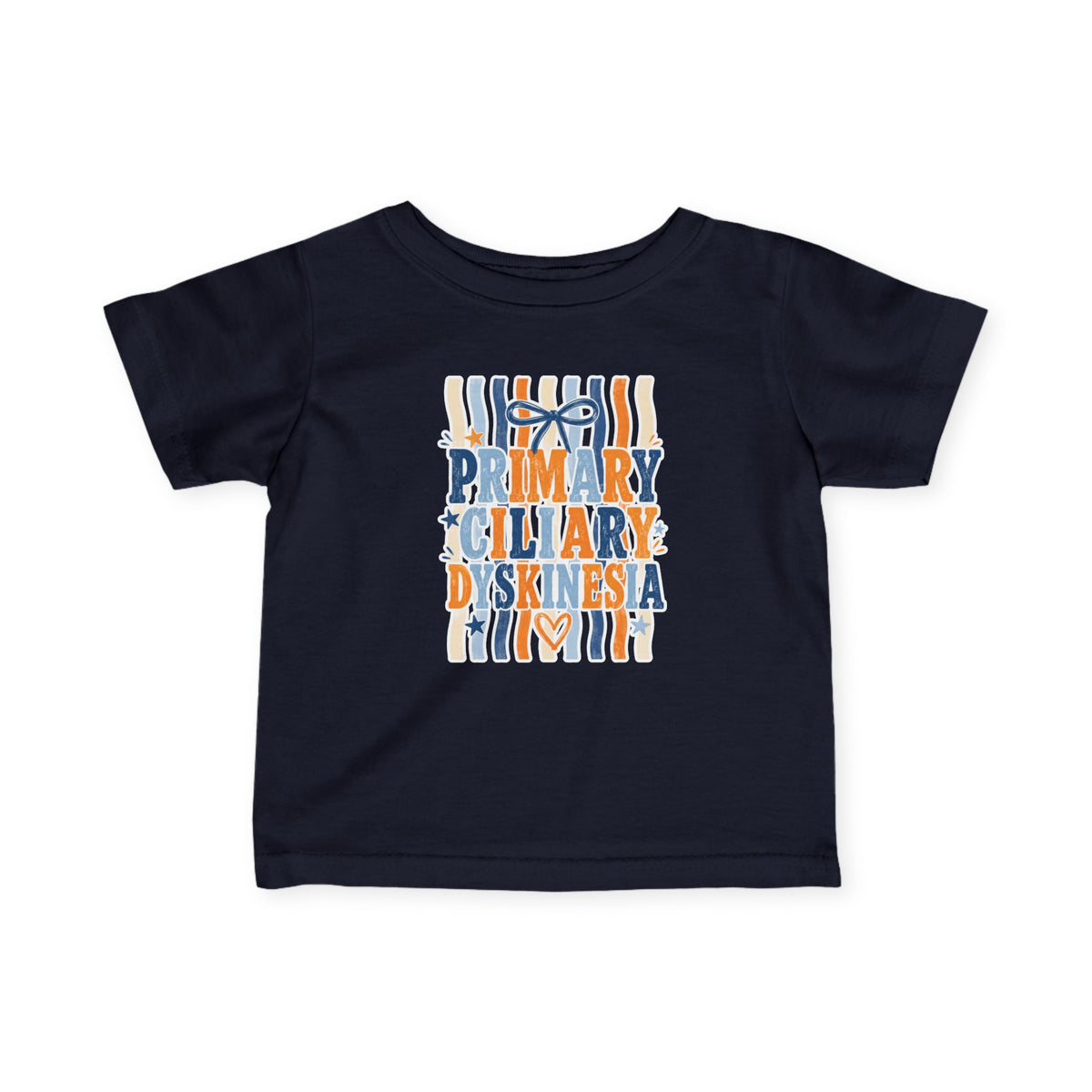 Infant Jentri Primary Ciliary Dyskinesia  Tee — Awareness Baby Shirt (Blue & Orange Ribbon)