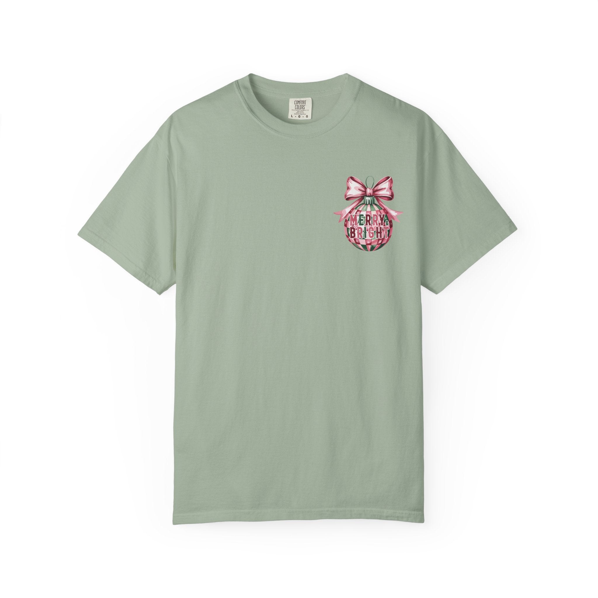 Holiday Patchwork Tee - "Merry & Bright" Graphic T-Shirt