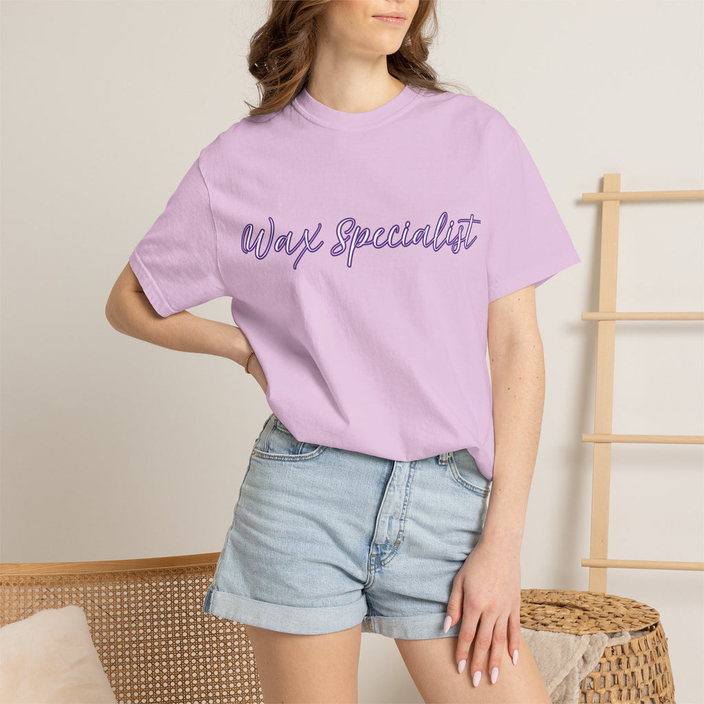 Wax Specialist T-Shirt — Lavender Script Tee