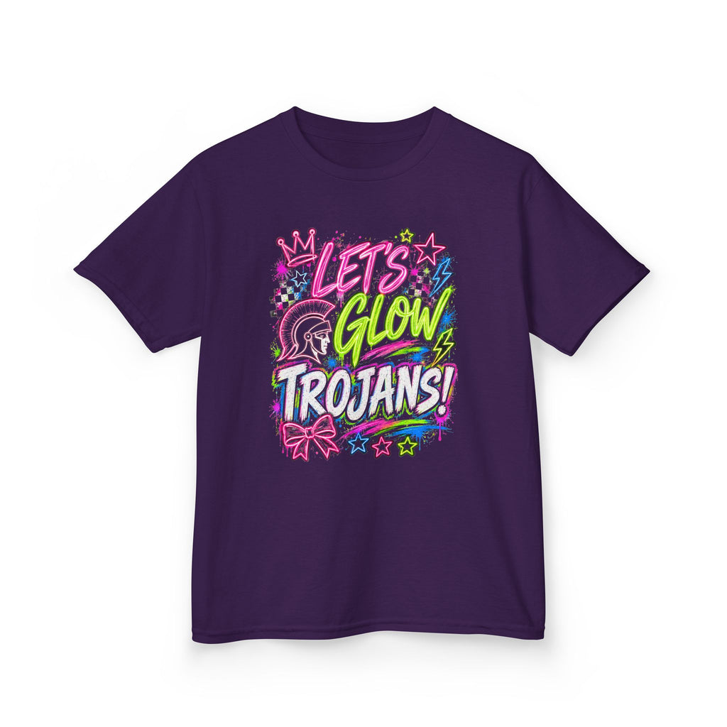 Kids Tee — 'Let's Glow Trojans' Colorful Glitter-Style Graphic